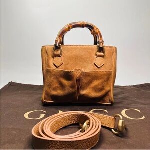 Gucci Brown Leather Mini Bag with Bamboo Handle